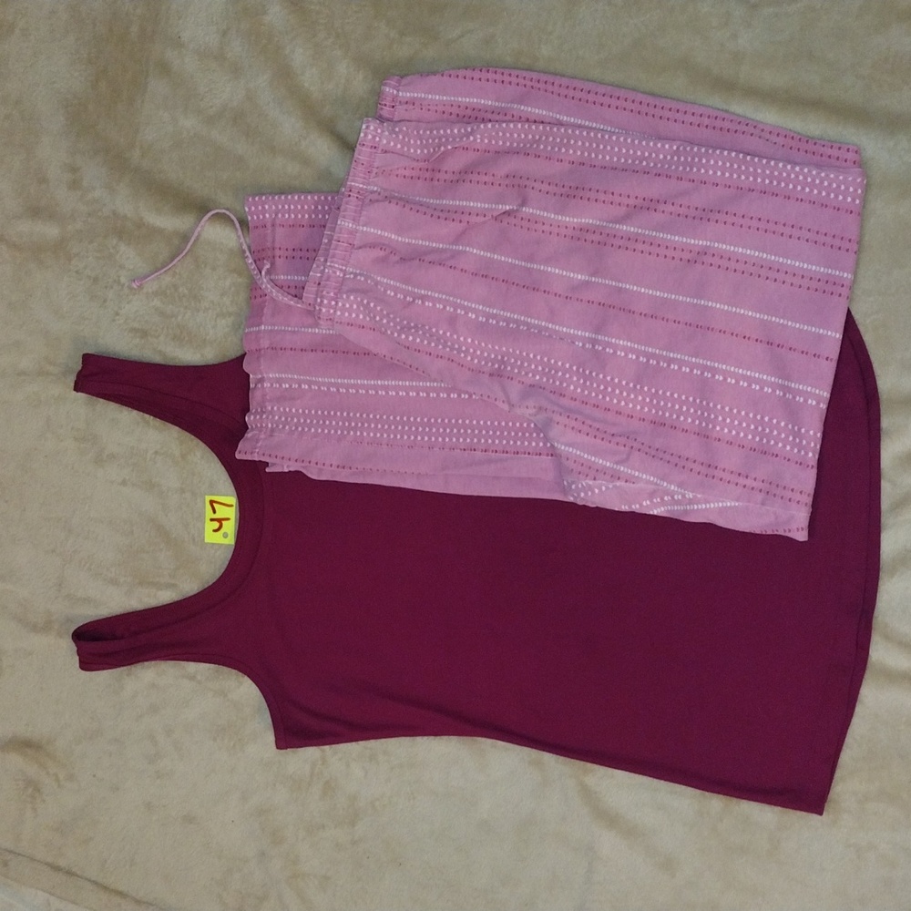 Pajama pants with hearts and tank top